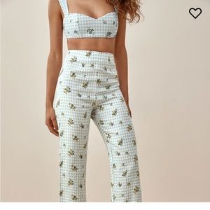 Reformation Pinegrove floral linen cropped pant size 0 petite